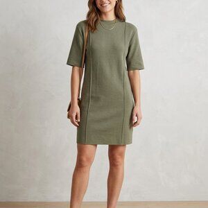 NWT Zara Women’s Large mock neck dress moss green sheath half sleeve mini dress